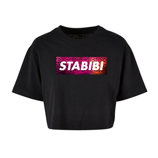 Cropped T-Shirt „Pink Panther“ in schwarz