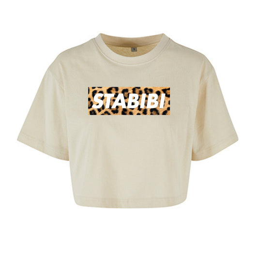 Cropped T-Shirt "Big Leo" in vintage white