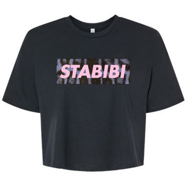 Cropped T-Shirt "rosa Leo" in schwarz